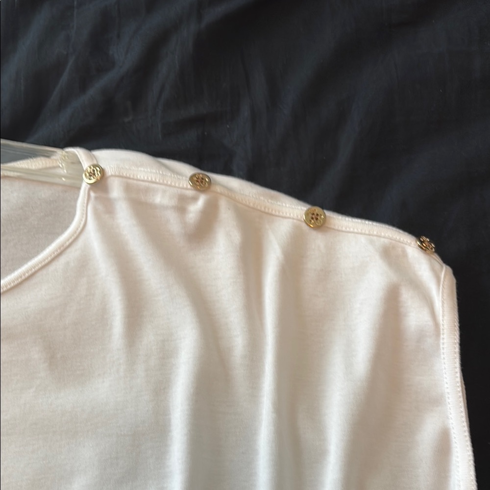 Talbots Woman Elegant White Women's Top with gold buttons NWT 3X - Picture 4 of 8